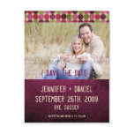 "Orient" Burgundy Retro Save the Date Announcement postcards