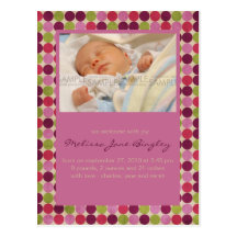 Orient Dots Pink • Baby Announcement Post Cards