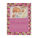 Orient Dots Pink • Baby Announcement postcards
