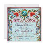ORIENTAL  FLOWERS DAMASK MONOGRAM Blue Aquamarine invitations