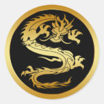 ORIENTAL GOLD DRAGON ROUND STICKER