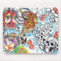 oriental skull women tiger mousepads