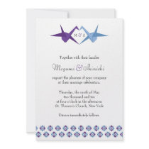 Origami Cranes Wedding (Purple + C Blue) Personalised Invite