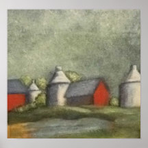 Original art print - Farm Buildings