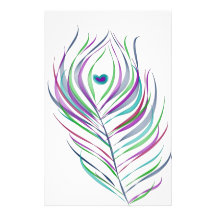 Original Drawing peacock feather Stationery