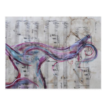 Original Painting Horse on Song sheet Post Card