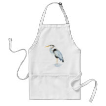 Original watercolor Great Blue Heron Bird Apron