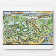 Orlando Florida Cartoon Map Mousepad