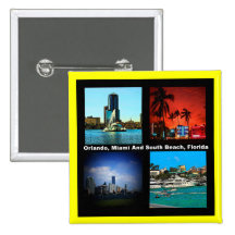 Orlando, Miami, South Beach Collage Pins