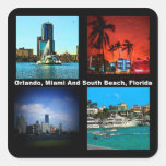 Orlando Miami South Beach Collage Square Stickers