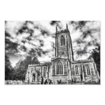 Orlingbury church (Black and White) photo print