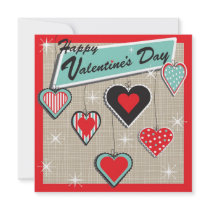 Ornament Hearts Retro Valentine's Day Party Invite