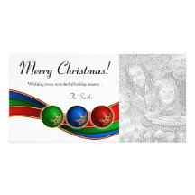 Ornament Ribbon Christmas Photo Card