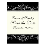 Ornamental border black white Save the Date Postcard