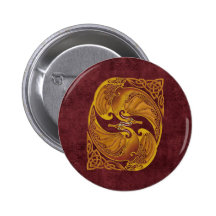 Ornamental Celtic Dragons Pinback Buttons