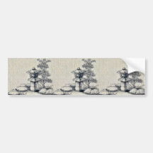 Ornamental lantern post for garden Ukiyo-e. Bumper Sticker