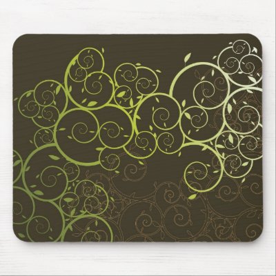 Ornamental Spiral Vine / Pattern Modern Mousepad by fat_fa_tin