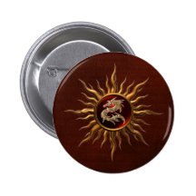 Ornamental Sun Dragon Pinback Buttons
