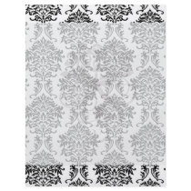ornate black damask on white full color flyer