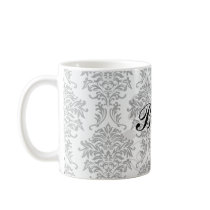 ornate black damask on white coffee mug