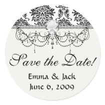 ornate black damask on white sticker
