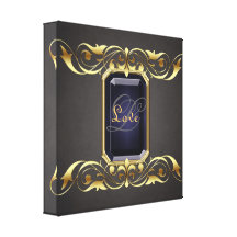 Ornate Black Monogram Emerald Jewel Canvas Print