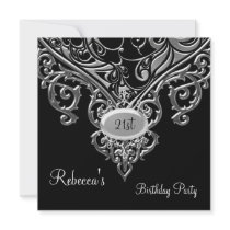 Ornate Black Silver Jewel 21st Elegant Birthday 2
