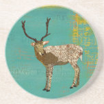 Ornate Bronze Buck Teal  Coaster