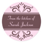 Ornate brown and pale pink kitchen labels stickers