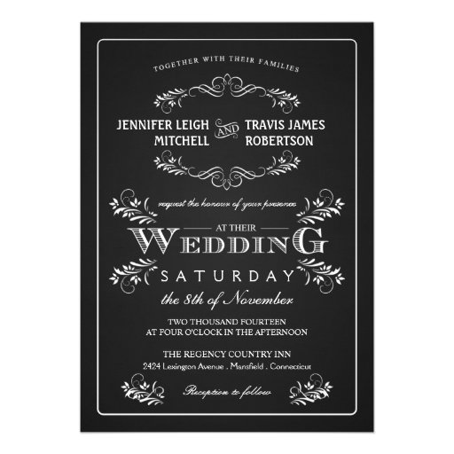 Ornate Chalkboard Vintage Wedding Invitations | Zazzle.