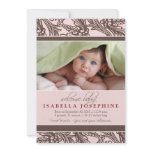 Ornate Floral Baby Birth Announcement (pink)