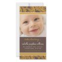 Ornate Floral (Brown/Gold) Birth Announcement photo cards