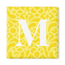 Ornate Floral Monogram - Letter M Magnets