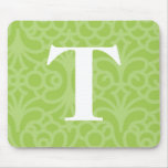 Ornate Floral Monogram - Letter T mousepads