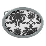 ornate formal black white damask belt buckle