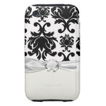ornate formal black white damask iphone 3 tough covers