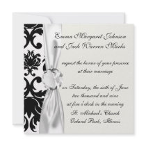 ornate formal black white damask invite