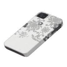 ornate formal black white damask iPhone 4 cases