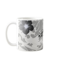 ornate formal black white damask mugs