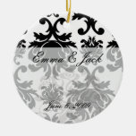 ornate formal black white damask christmas ornament