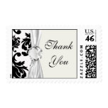 ornate formal black white damask postage stamp