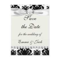 ornate formal black white damask postcard