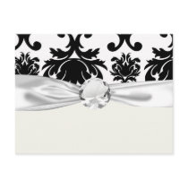 ornate formal black white damask post cards