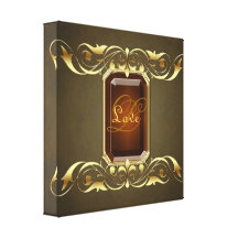 Ornate Gold Monogram Emerald Jewel Canvas Print