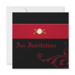 Ornate Gothic Wedding Invitation in Black and Red