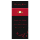 Ornate Gothic Wedding Menu in Black and Red rack cards