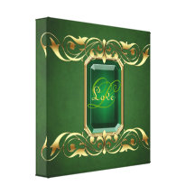 Ornate Green Monogram Emerald Jewel Canvas Print