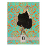 Ornate Ostrich Monogram  Postcard