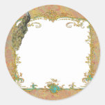 Ornate Peacock n Paisley Art Design Round Sticker