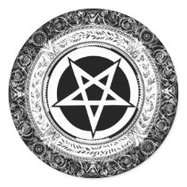 Ornate Pentagram Round Sticker